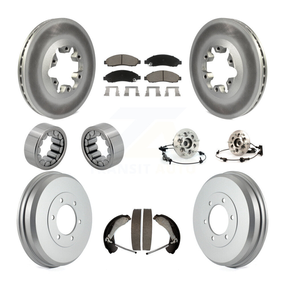 Front Rear Hub Bearing Coated Brake Rotor Pads Shoe Kit (10Pc) For Chevrolet Colorado GMC KBB-120525