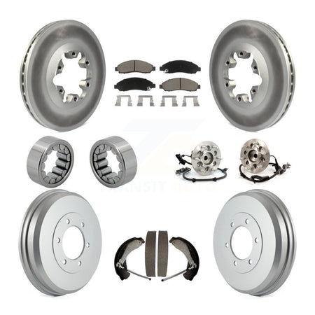 Front Rear Hub Bearing Coated Brake Rotor Pads Shoe Kit (10Pc) For Chevrolet Colorado GMC KBB-120526