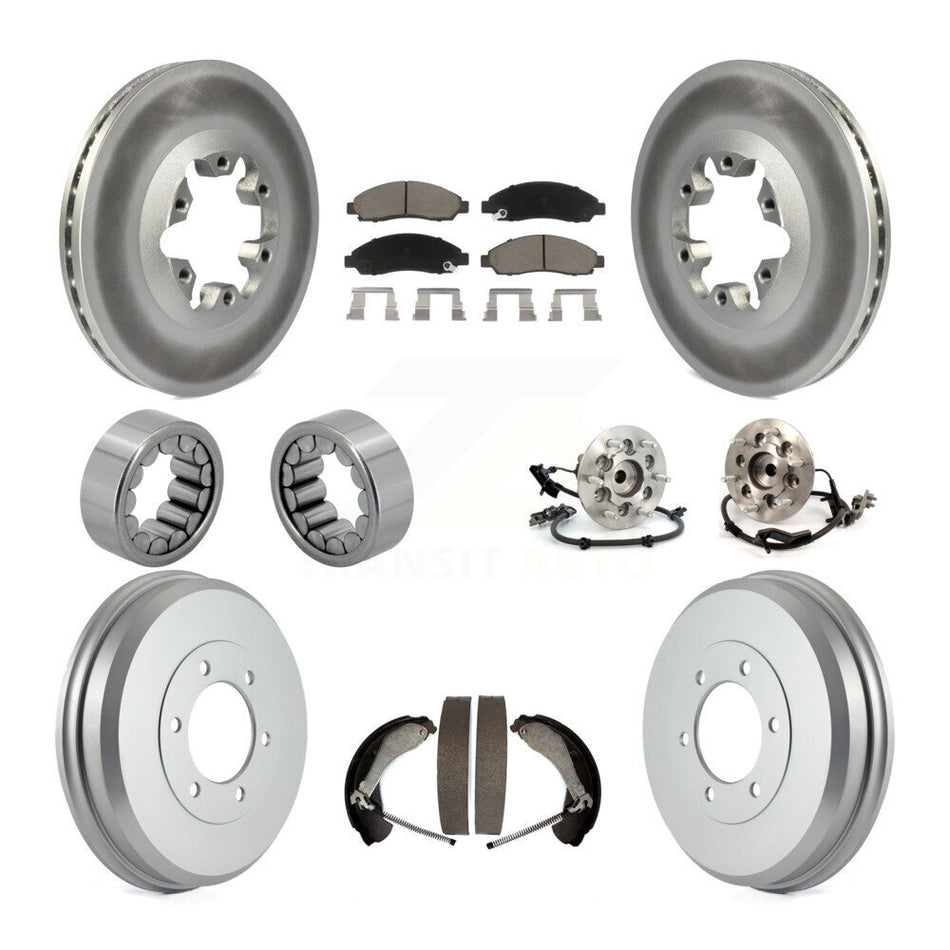 Front Rear Hub Bearing Coated Brake Rotor Pads Shoe Kit (10Pc) For Chevrolet Colorado GMC KBB-120526