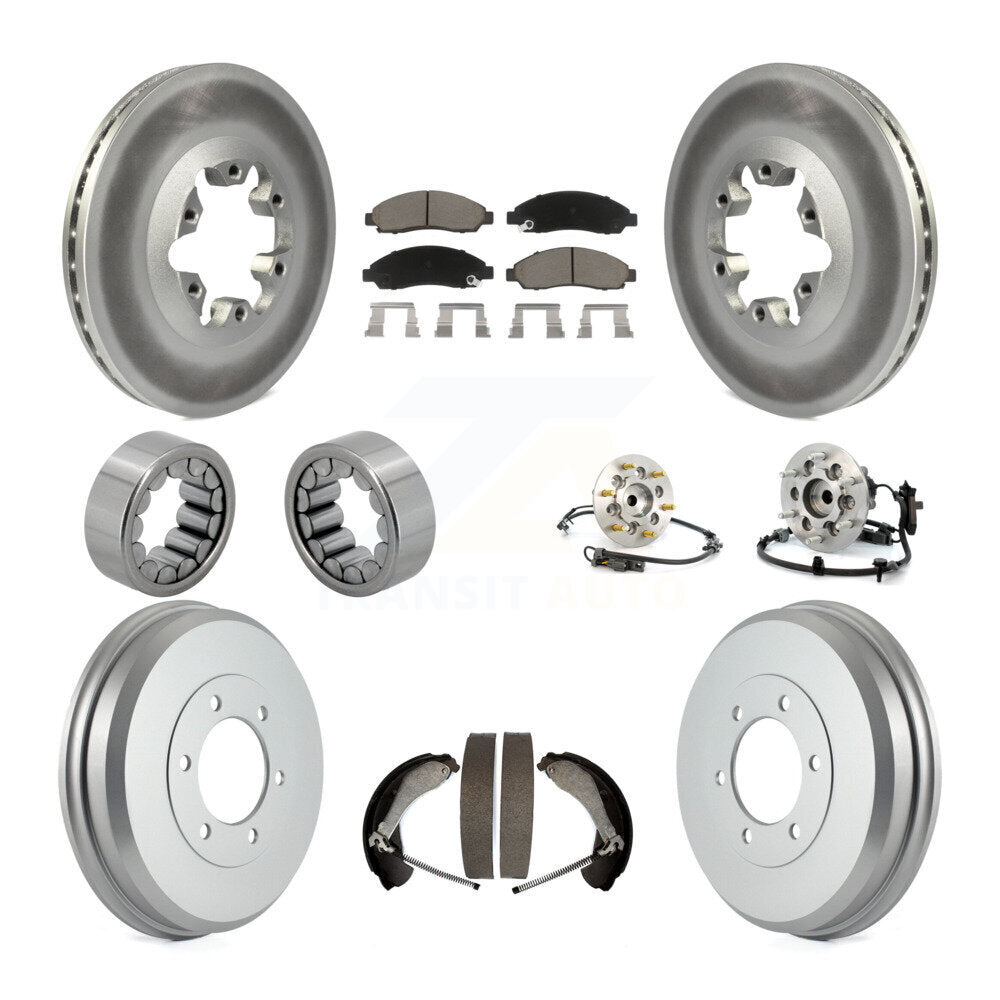 Front Rear Hub Bearing Coated Brake Rotor Pads Shoe Kit (10Pc) For Chevrolet Colorado GMC KBB-120528