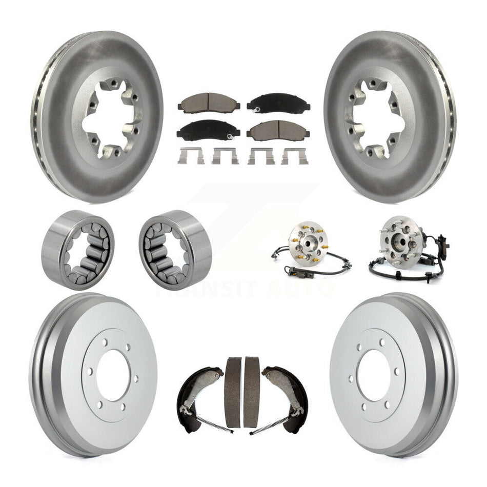 Front Rear Hub Bearing Coated Brake Rotor Pads Shoe Kit (10Pc) For Chevrolet Colorado GMC KBB-120528