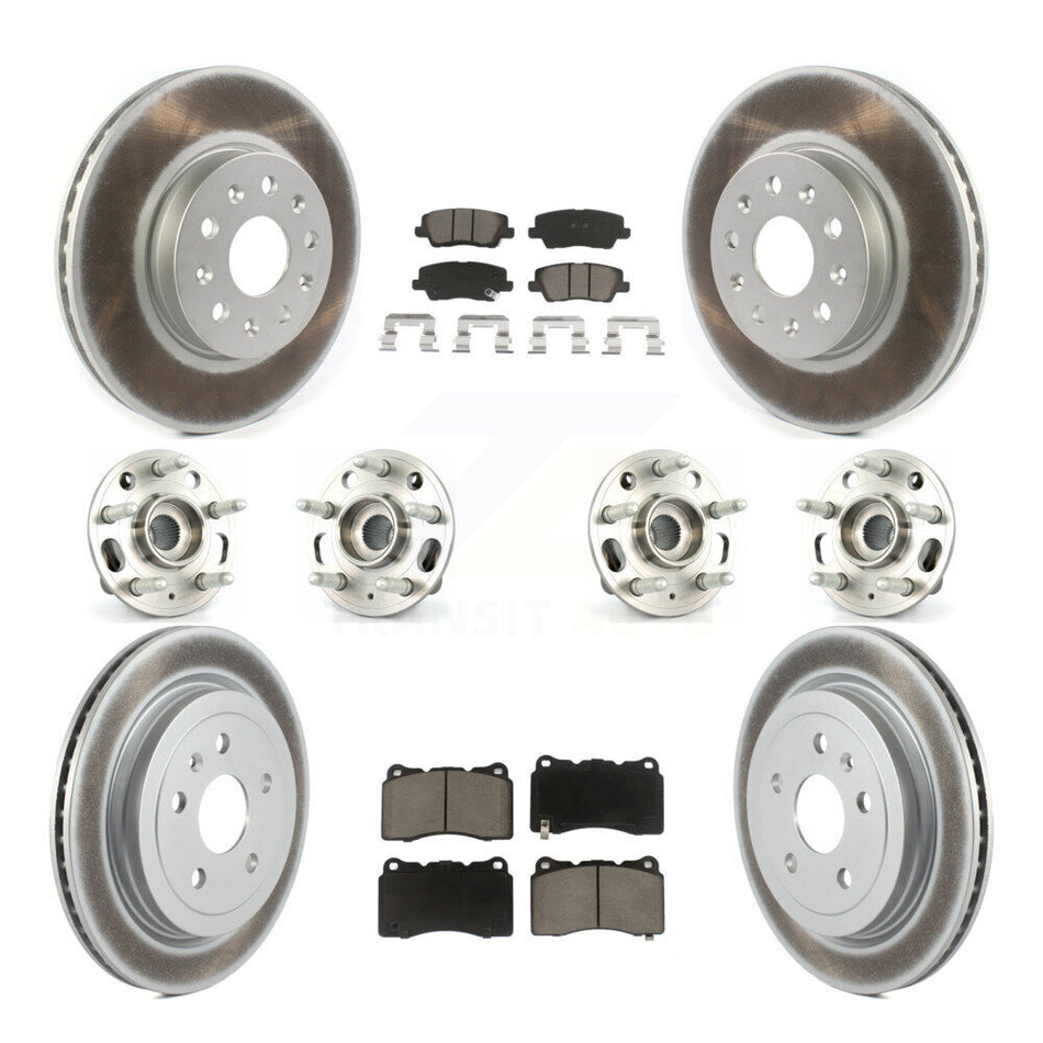 Front Rear Hub Bearings Assembly Coated Disc Brake Rotors And Ceramic Pads Kit (10Pc) For Cadillac CTS With 17" Factory Wheels KBB-120539