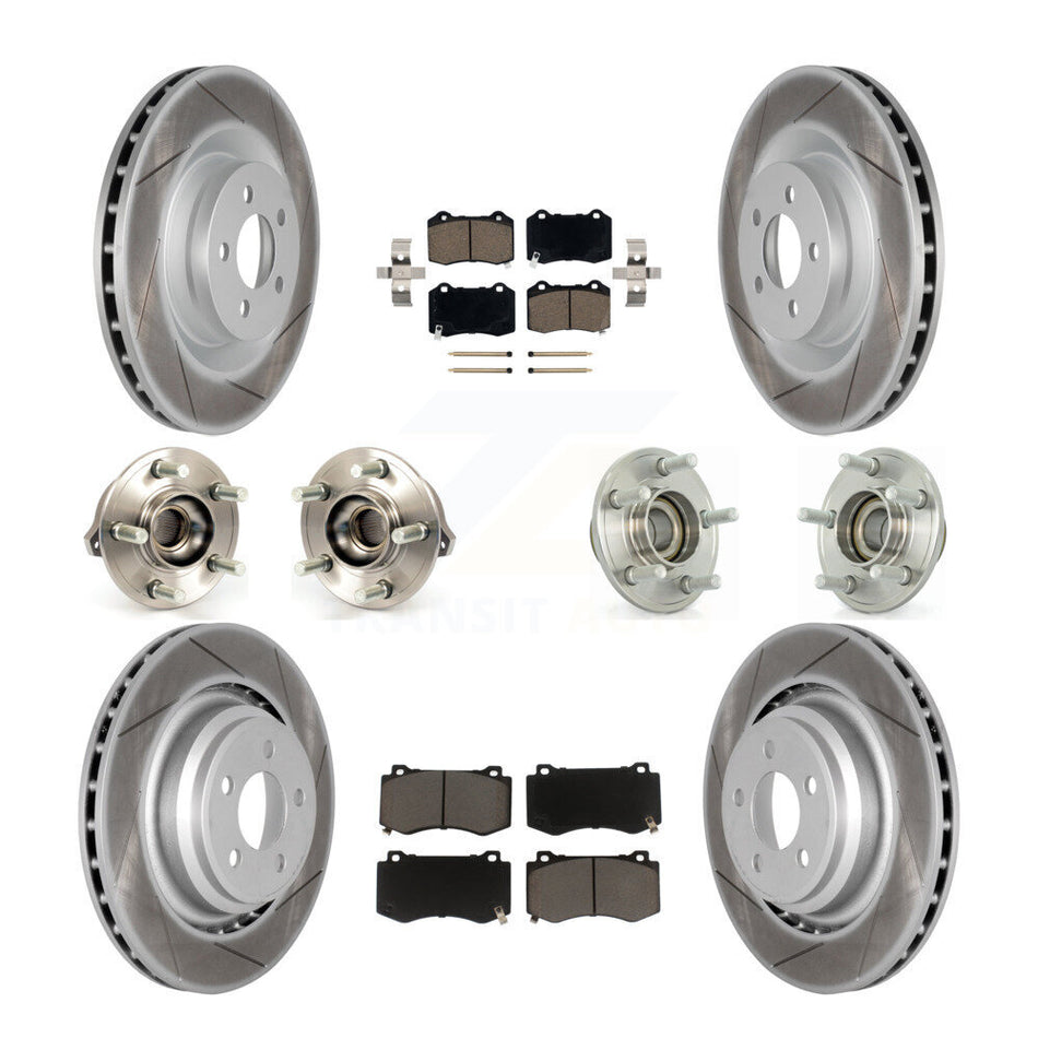 Front Rear Hub Bearings Assembly Coated Disc Brake Rotors And Ceramic Pads Kit (10Pc) For Dodge Charger Chrysler 300 Challenger KBB-120543