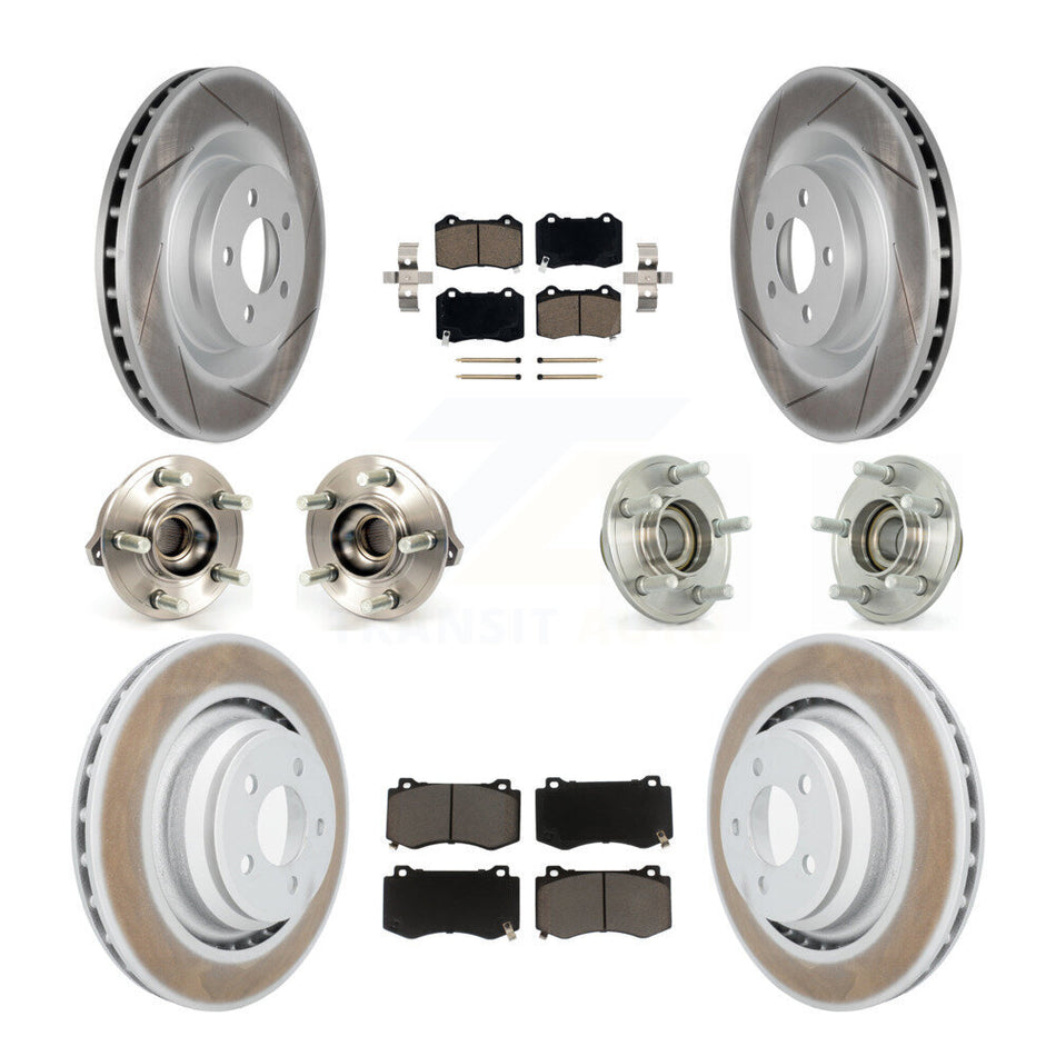 Front Rear Hub Bearings Assembly Coated Disc Brake Rotors And Ceramic Pads Kit (10Pc) For Dodge Charger Chrysler 300 Challenger KBB-120545
