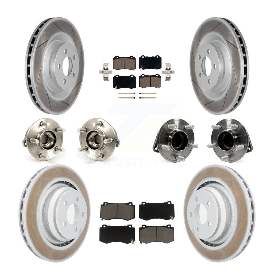 Front Rear Hub Bearings Assembly Coated Disc Brake Rotors And Ceramic Pads Kit (10Pc) For 2012 Chrysler 300 SRT8 with RWD With Heavy Duty Brakes KBB-120546