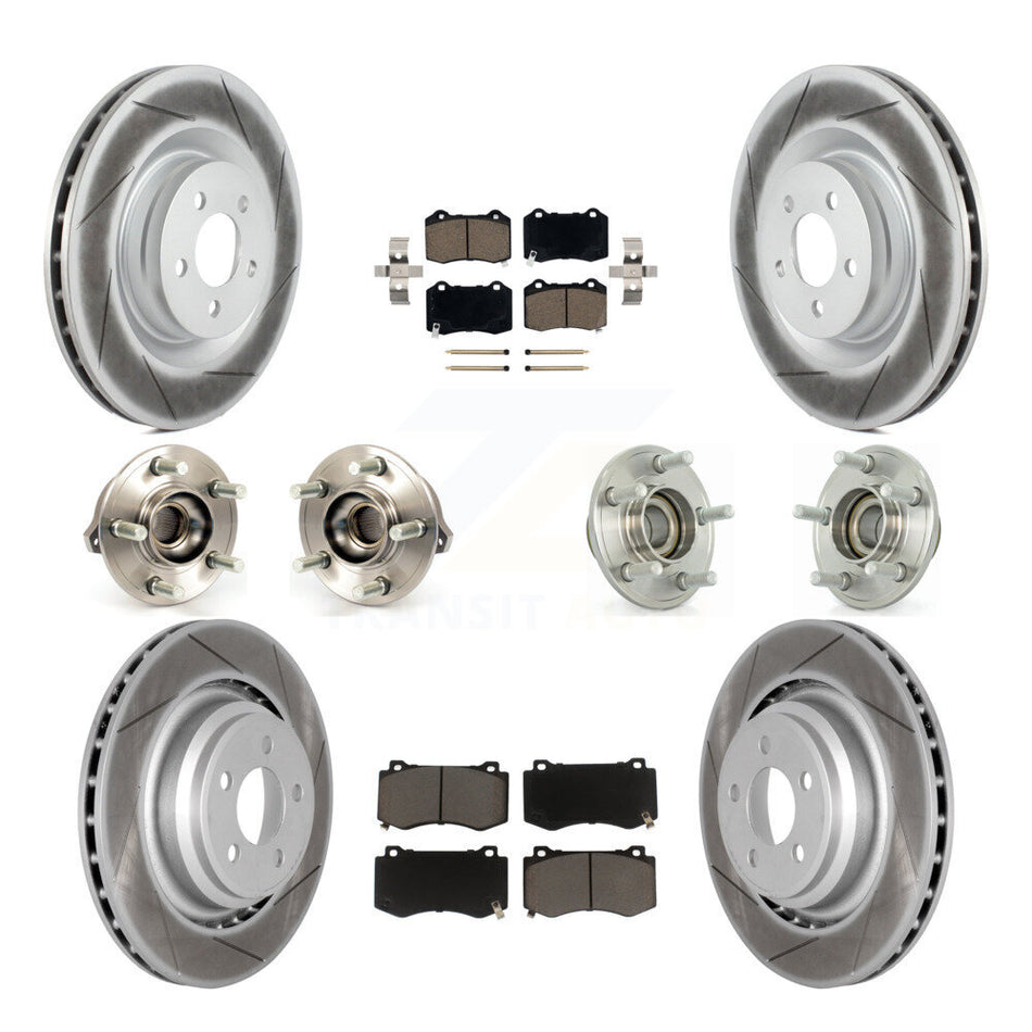 Front Rear Hub Bearings Assembly Coated Disc Brake Rotors And Ceramic Pads Kit (10Pc) For Dodge Charger Chrysler 300 Challenger KBB-120547