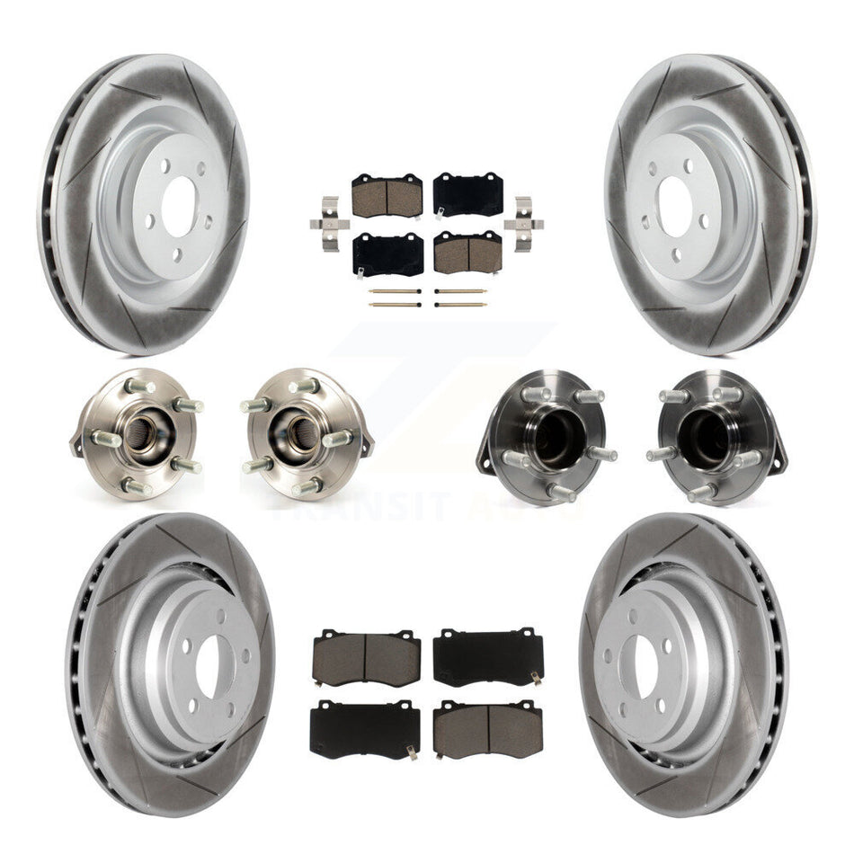 Front Rear Hub Bearings Assembly Coated Disc Brake Rotors And Ceramic Pads Kit (10Pc) For 2012 Chrysler 300 SRT8 with RWD With Heavy Duty Brakes KBB-120548