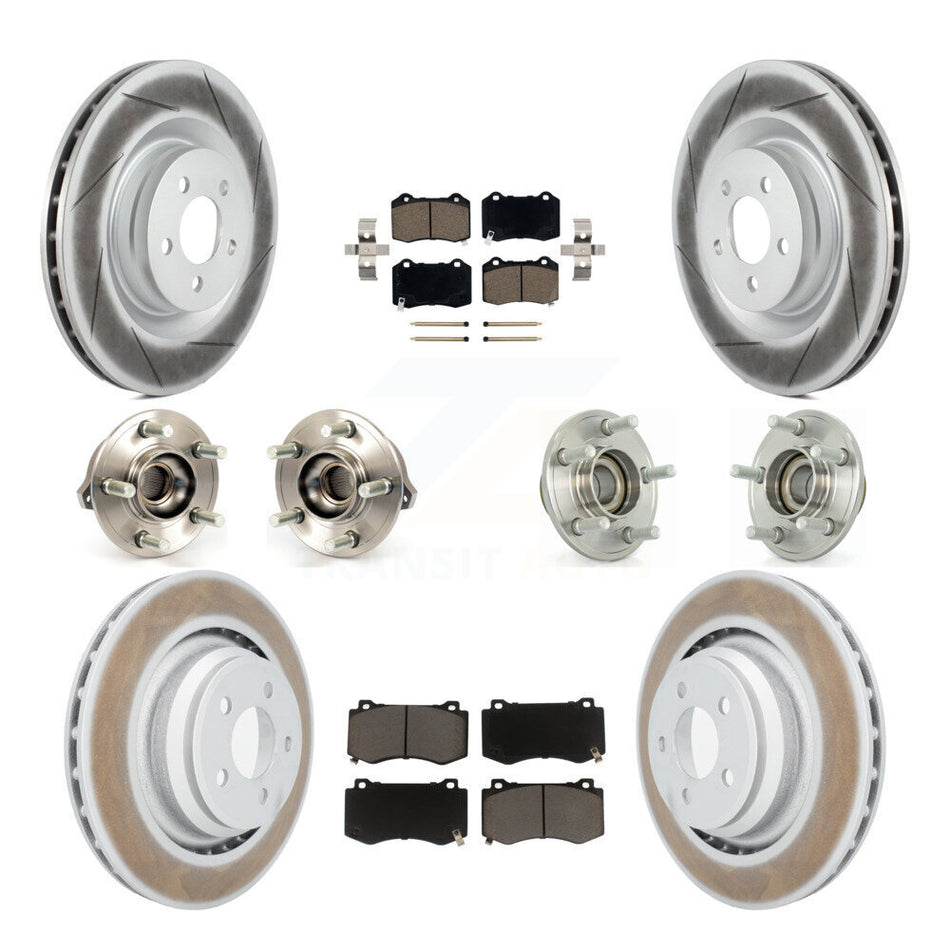 Front Rear Hub Bearings Assembly Coated Disc Brake Rotors And Ceramic Pads Kit (10Pc) For Dodge Charger Chrysler 300 Challenger KBB-120549