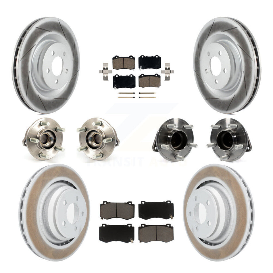 Front Rear Hub Bearings Assembly Coated Disc Brake Rotors And Ceramic Pads Kit (10Pc) For 2012 Chrysler 300 SRT8 with RWD With Heavy Duty Brakes KBB-120550