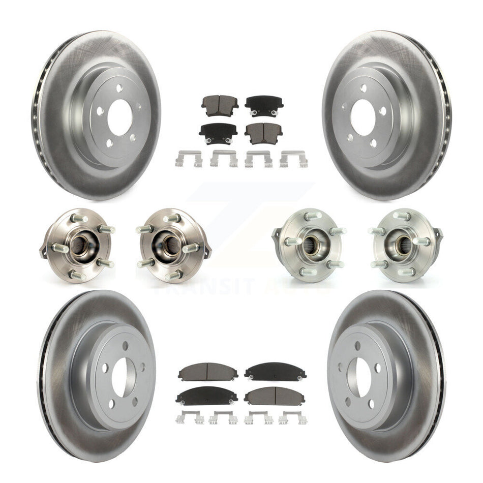 Front Rear Hub Bearings Assembly Coated Disc Brake Rotors And Ceramic Pads Kit (10Pc) For Dodge Charger Chrysler 300 KBB-120553