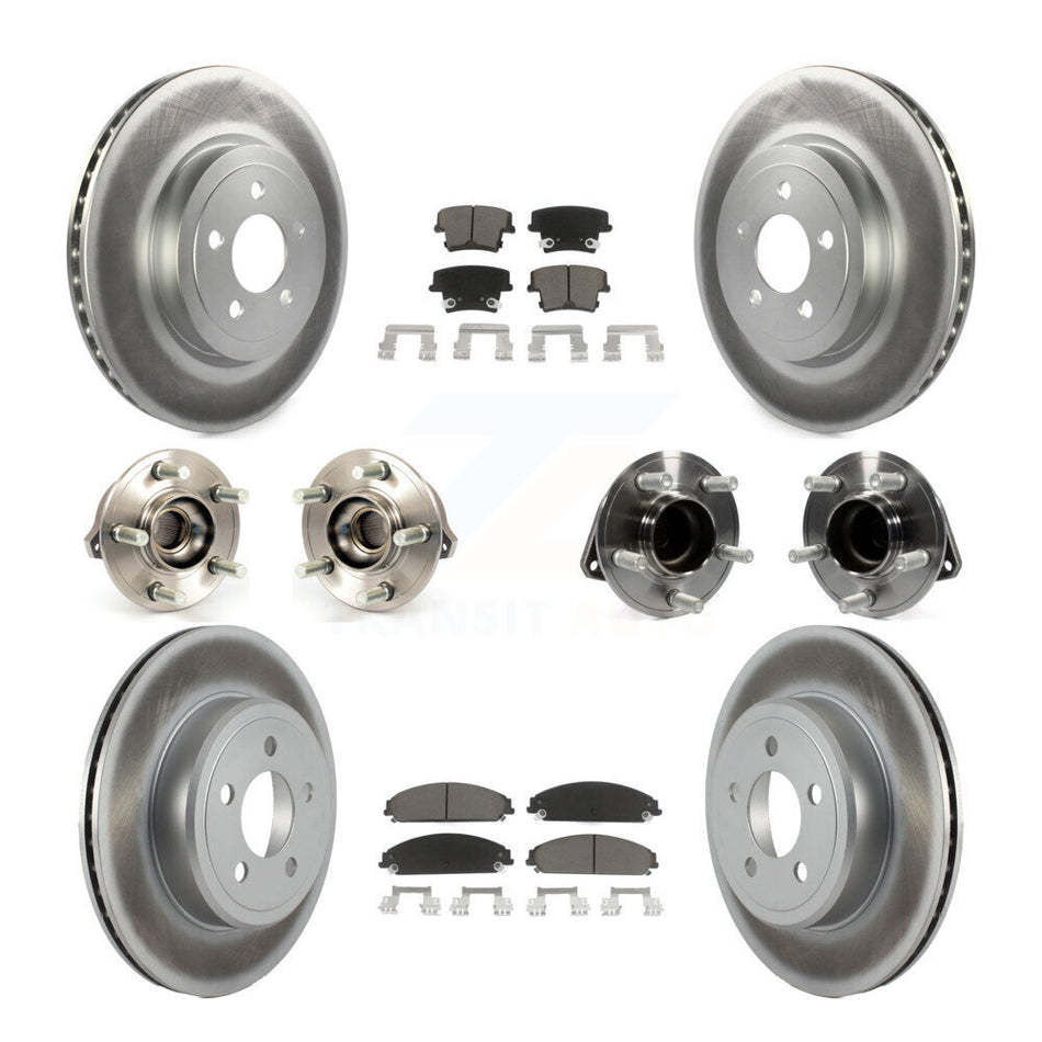 Front Rear Hub Bearings Assembly Coated Disc Brake Rotors And Ceramic Pads Kit (10Pc) For Dodge Chrysler 300 Charger Challenger KBB-120555