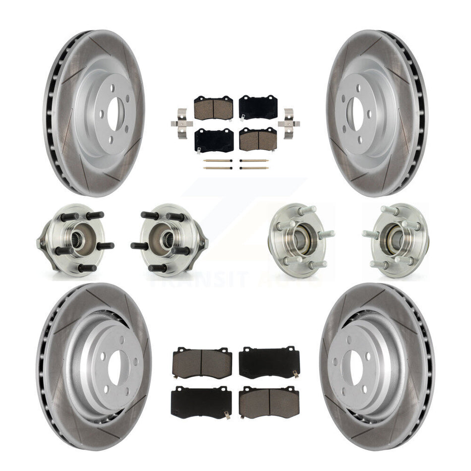 Front Rear Hub Bearings Assembly Coated Disc Brake Rotors And Ceramic Pads Kit (10Pc) For Chrysler 300 Dodge Charger Magnum KBB-120556