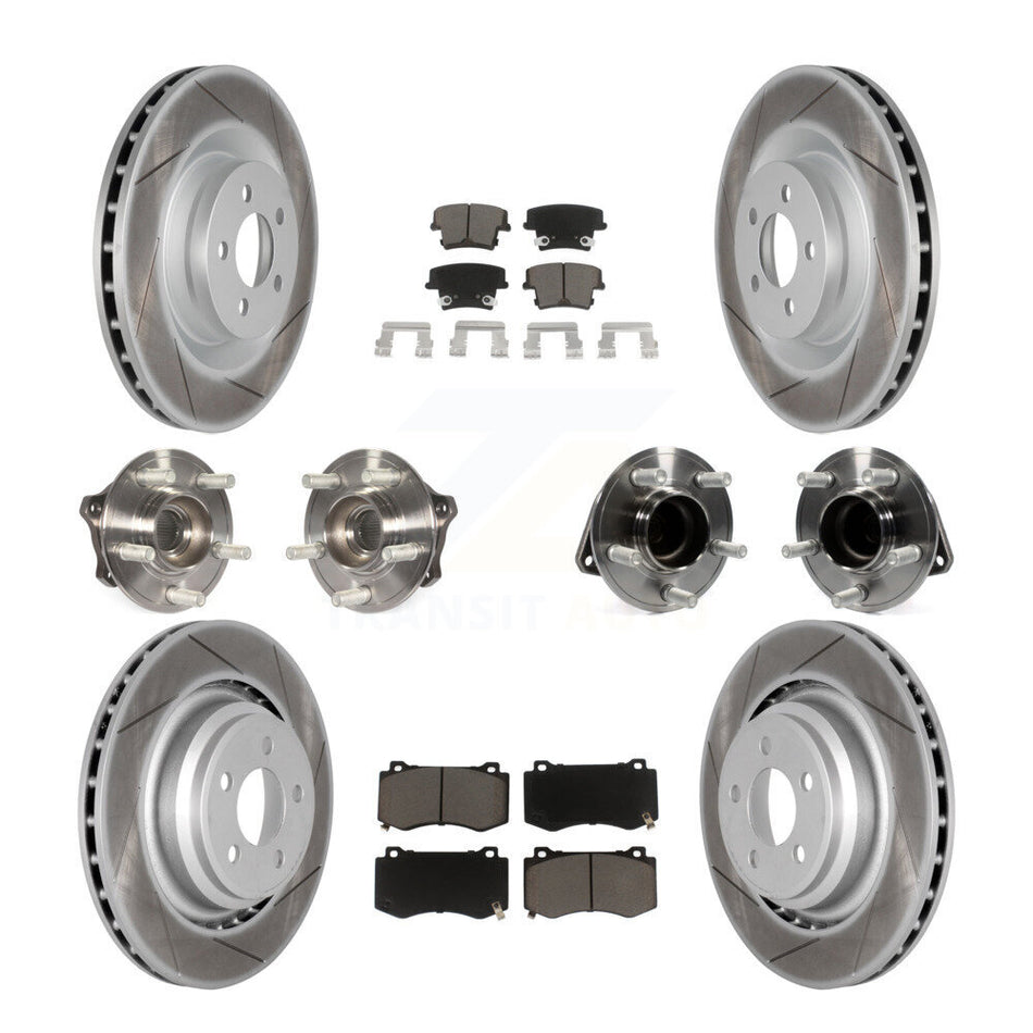 Front Rear Hub Bearings Assembly Coated Disc Brake Rotors And Ceramic Pads Kit (10Pc) For 2015 Dodge Charger R T Scat Pack with RWD 6.4L KBB-120563