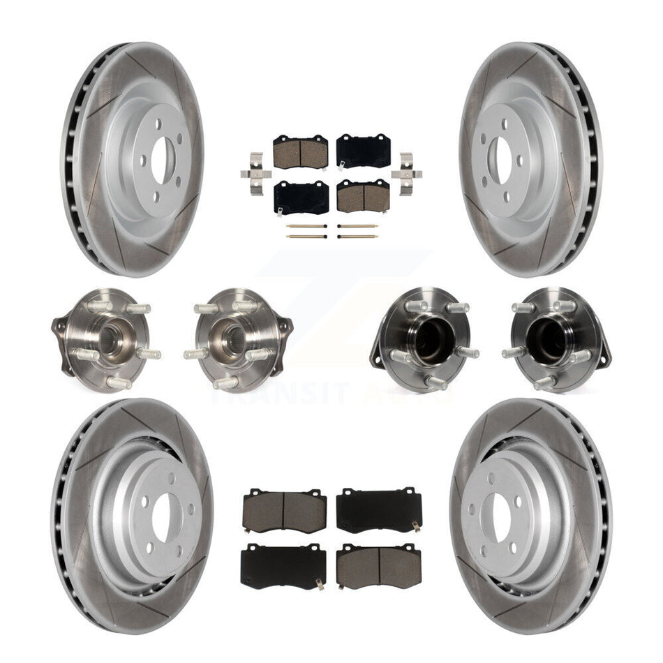 Front Rear Hub Bearings Assembly Coated Disc Brake Rotors And Ceramic Pads Kit (10Pc) For Dodge Charger Challenger KBB-120564