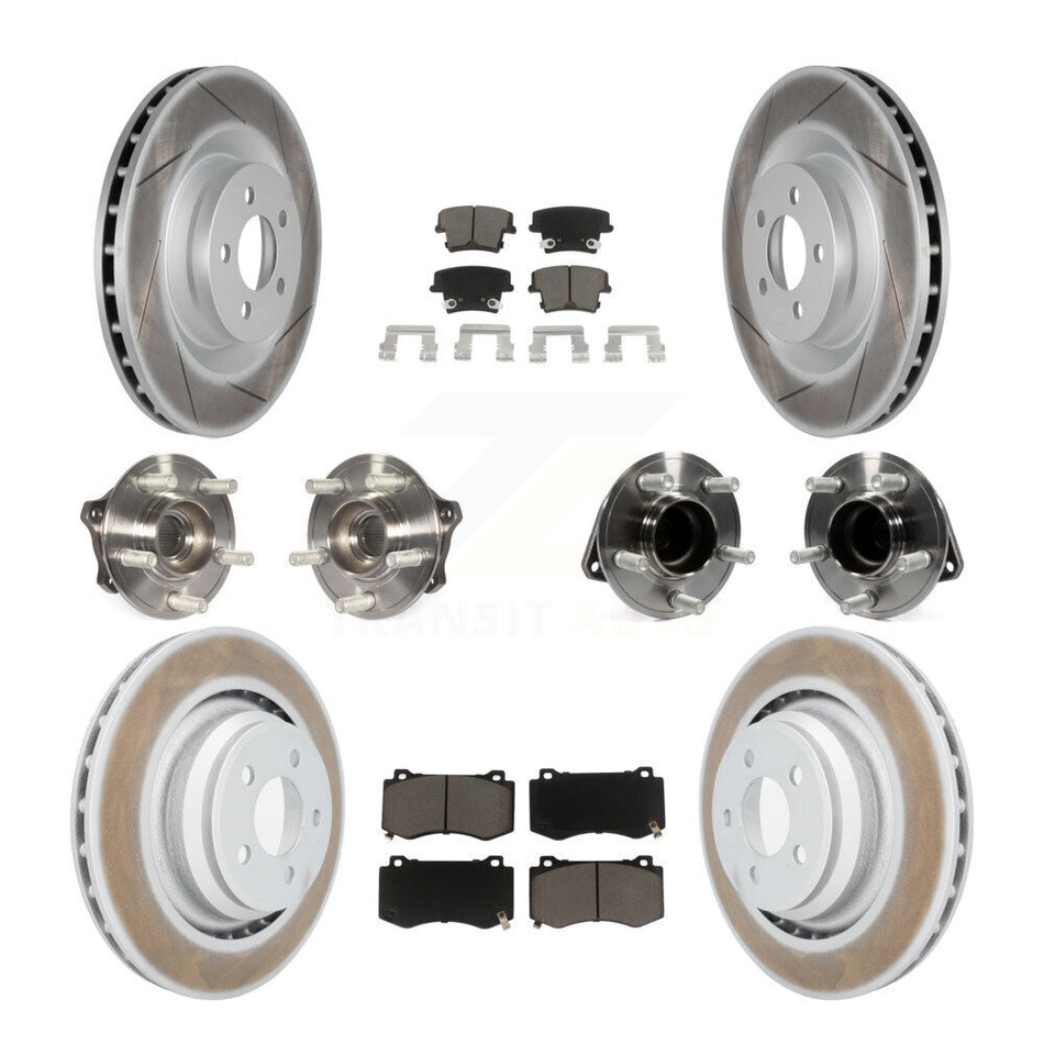 Front Rear Hub Bearings Assembly Coated Disc Brake Rotors And Ceramic Pads Kit (10Pc) For 2015 Dodge Charger R T Scat Pack with RWD 6.4L KBB-120565