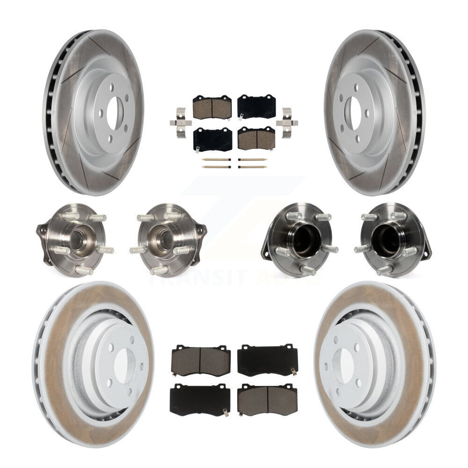 Front Rear Hub Bearings Assembly Coated Disc Brake Rotors And Ceramic Pads Kit (10Pc) For Dodge Charger Challenger KBB-120566