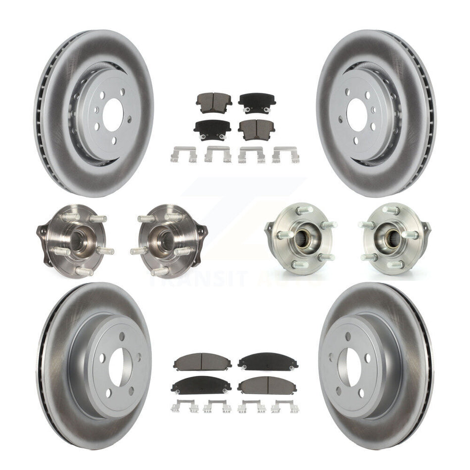Front Rear Hub Bearings Assembly Coated Disc Brake Rotors And Ceramic Pads Kit (10Pc) For 2015-2018 Dodge Charger AWD with 3.6L With 355mm Diameter Rotor KBB-120567