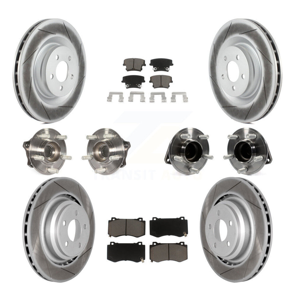 Front Rear Hub Bearings Assembly Coated Disc Brake Rotors And Ceramic Pads Kit (10Pc) For 2015 Dodge Charger R T Scat Pack with RWD 6.4L KBB-120568