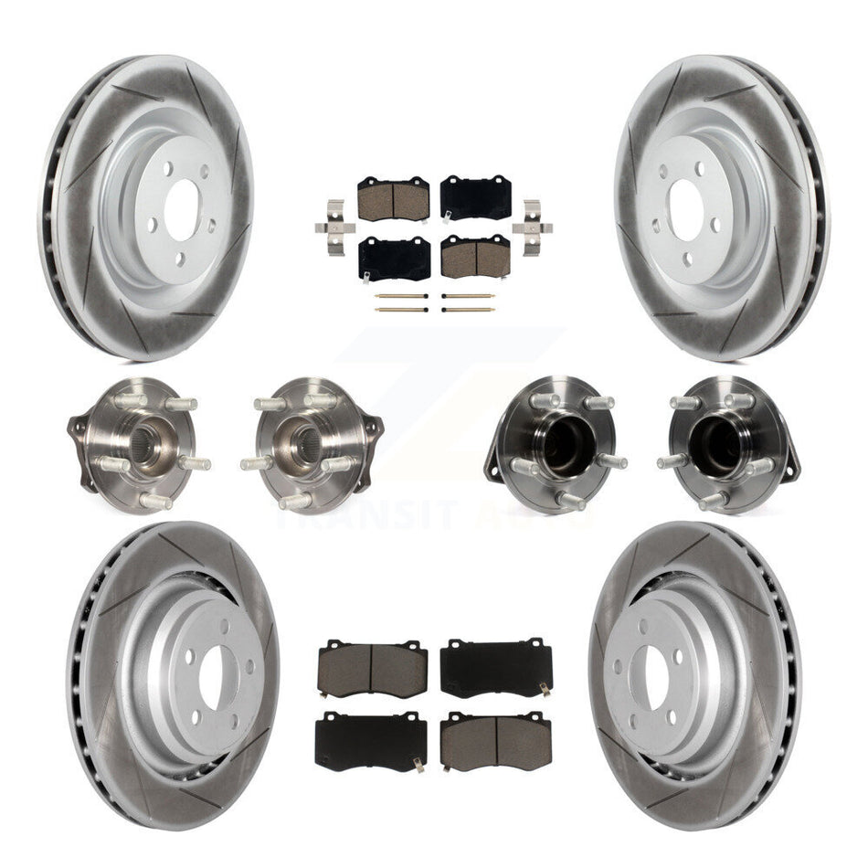 Front Rear Hub Bearings Assembly Coated Disc Brake Rotors And Ceramic Pads Kit (10Pc) For Dodge Charger Challenger KBB-120569
