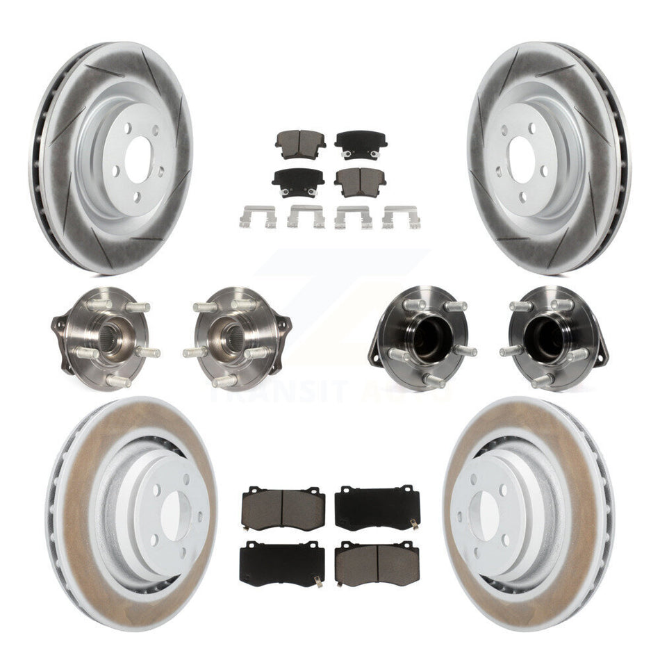 Front Rear Hub Bearings Assembly Coated Disc Brake Rotors And Ceramic Pads Kit (10Pc) For 2015 Dodge Charger R T Scat Pack with RWD 6.4L KBB-120570