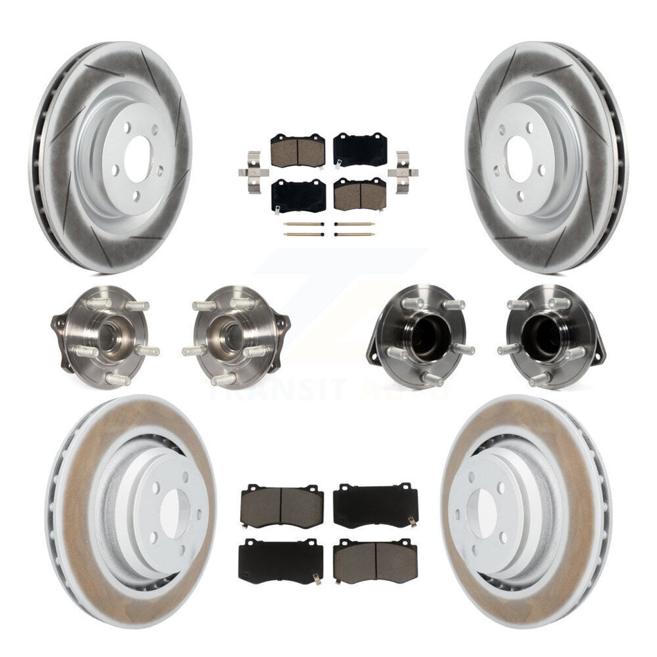 Front Rear Hub Bearings Assembly Coated Disc Brake Rotors And Ceramic Pads Kit (10Pc) For Dodge Charger Challenger KBB-120571
