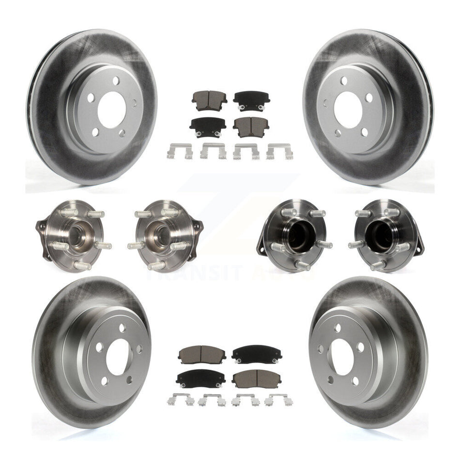 Front Rear Hub Bearings Assembly Coated Disc Brake Rotors And Ceramic Pads Kit (10Pc) For Dodge Charger Chrysler 300 Challenger KBB-120572