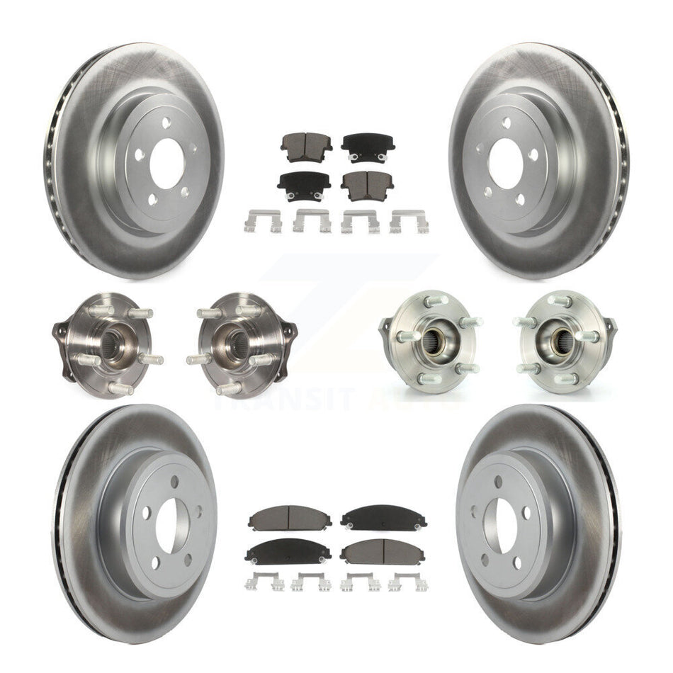 Front Rear Hub Bearings Assembly Coated Disc Brake Rotors And Ceramic Pads Kit (10Pc) For Dodge Charger Chrysler 300 Challenger KBB-120573