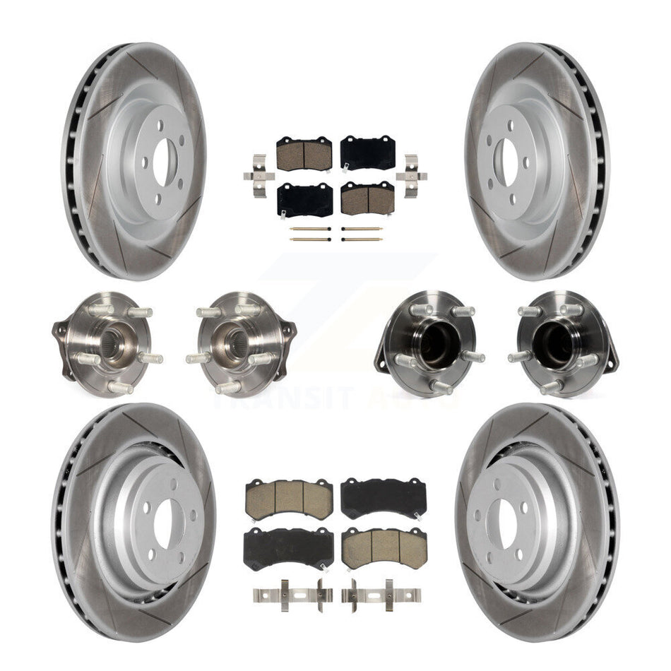 Front Rear Hub Bearings Assembly Coated Disc Brake Rotors And Ceramic Pads Kit (10Pc) For Dodge Challenger Charger KBB-120574
