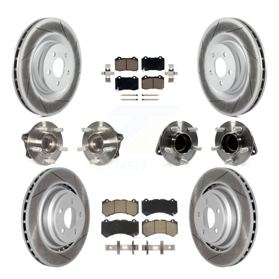 Front Rear Hub Bearings Assembly Coated Disc Brake Rotors And Ceramic Pads Kit (10Pc) For Dodge Challenger Charger KBB-120576