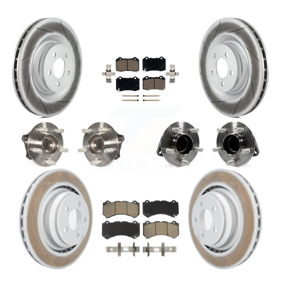 Front Rear Hub Bearings Assembly Coated Disc Brake Rotors And Ceramic Pads Kit (10Pc) For Dodge Challenger Charger KBB-120577