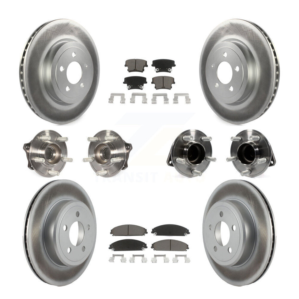 Front Rear Hub Bearings Assembly Coated Disc Brake Rotors And Ceramic Pads Kit (10Pc) For Dodge Challenger Chrysler 300 Charger KBB-120578