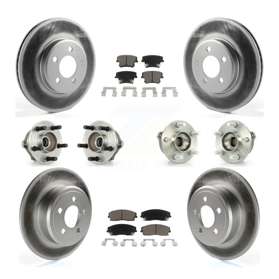 Front Rear Hub Bearings Assembly Coated Disc Brake Rotors And Ceramic Pads Kit (10Pc) For Dodge Charger Magnum AWD with 2.7L KBB-120579