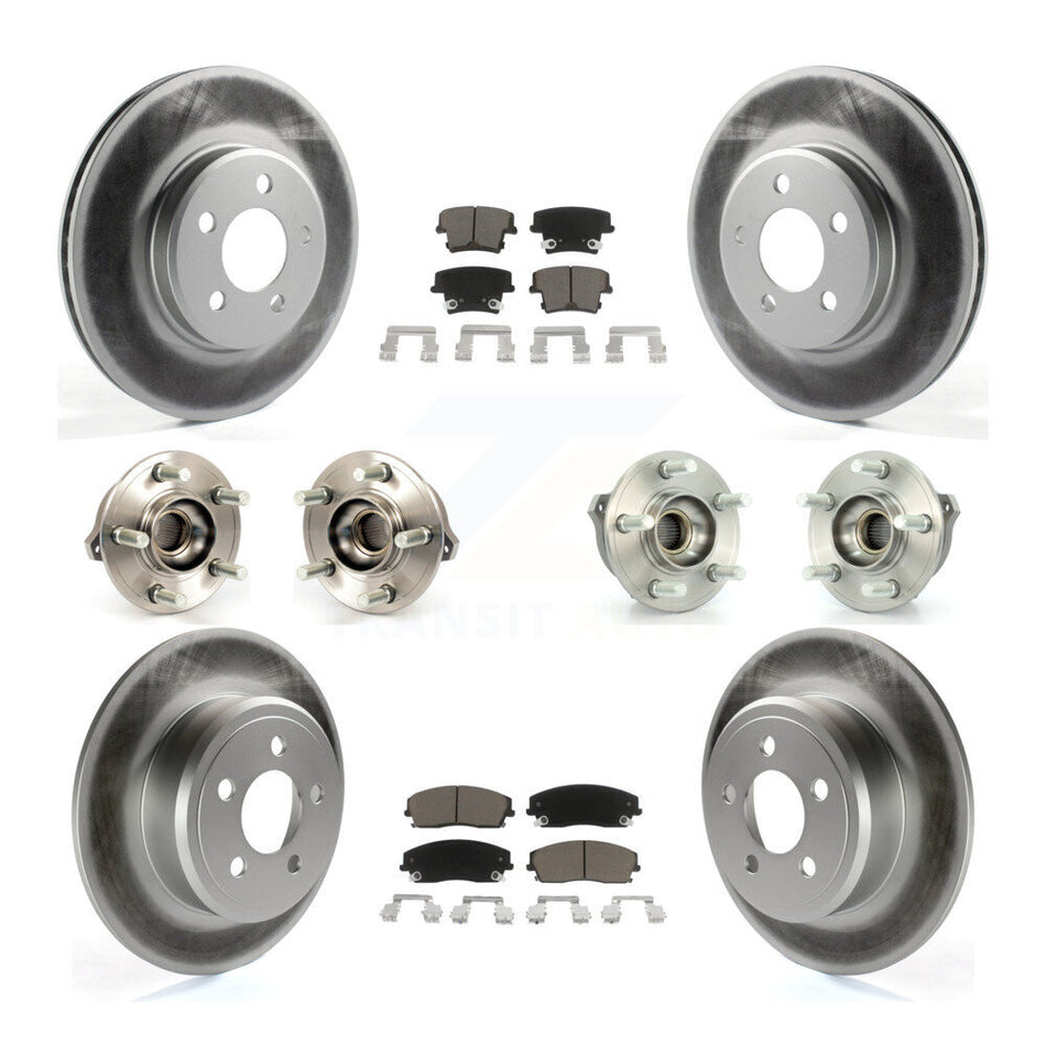 Front Rear Hub Bearings Assembly Coated Disc Brake Rotors And Ceramic Pads Kit (10Pc) For Dodge Charger Chrysler 300 AWD with 2.7L KBB-120582
