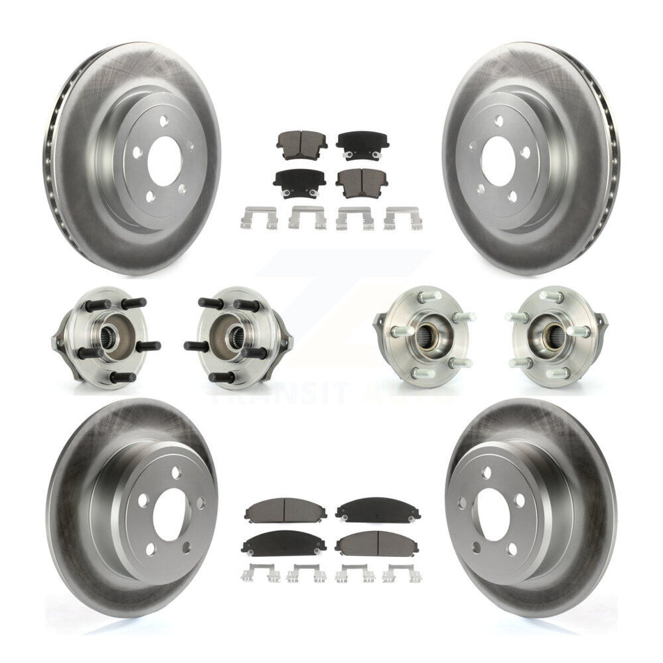 Front Rear Hub Bearings Assembly Coated Disc Brake Rotors And Ceramic Pads Kit (10Pc) For 2005-2006 Chrysler 300 AWD with 3.5L KBB-120583