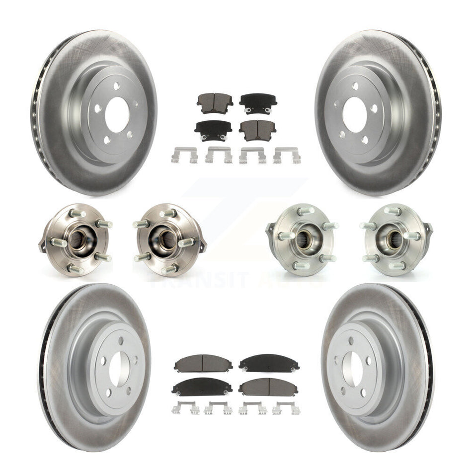 Front Rear Hub Bearings Assembly Coated Disc Brake Rotors And Ceramic Pads Kit (10Pc) For Dodge Charger AWD with 5.7L With Police Package KBB-120589