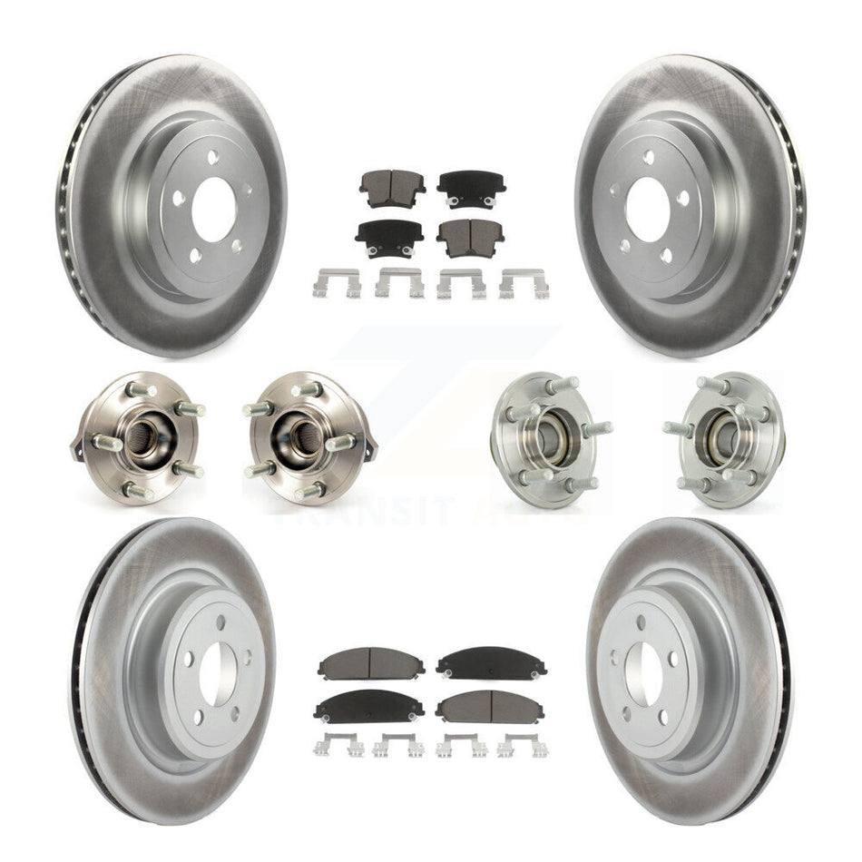Front Rear Hub Bearings Assembly Coated Disc Brake Rotors And Ceramic Pads Kit (10Pc) For Dodge Charger With Police Package KBB-120591