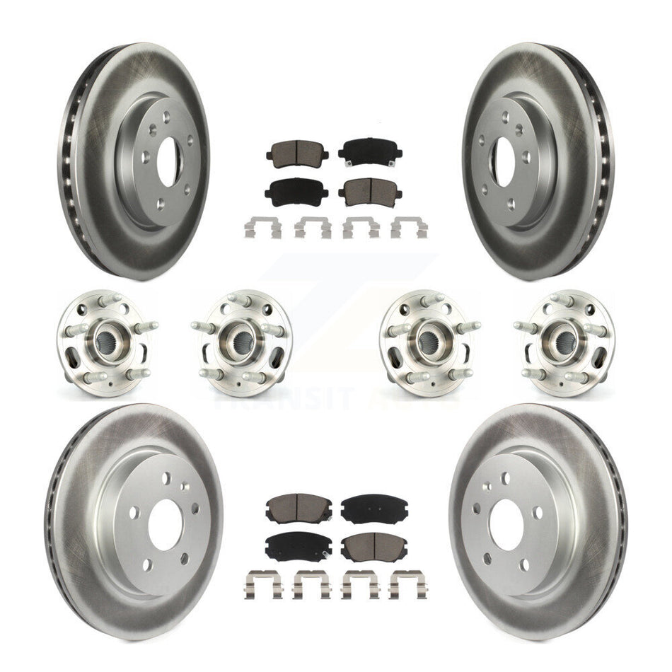 Front Rear Hub Bearings Assembly Coated Disc Brake Rotors And Ceramic Pads Kit (10Pc) For Chevrolet Malibu Impala Buick LaCrosse KBB-120596