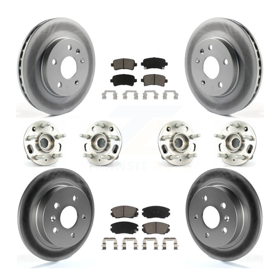 Front Rear Hub Bearings Assembly Coated Disc Brake Rotors And Ceramic Pads Kit (10Pc) For 2013-2015 Chevrolet Malibu Naturally Aspirated KBB-120597