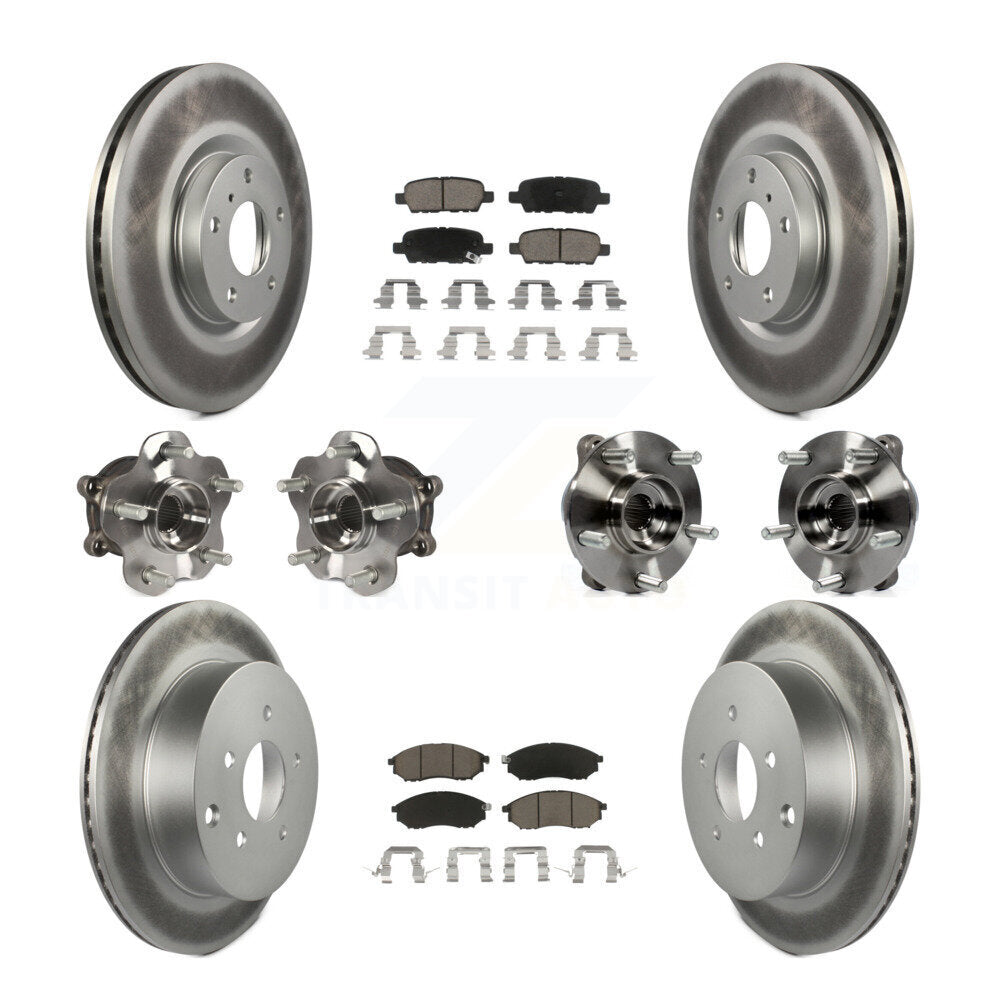 Front Rear Hub Bearing Coated Brake Rotor Pads Kit (10Pc) For 2015-2017 INFINITI QX70 AWD KBB-120604