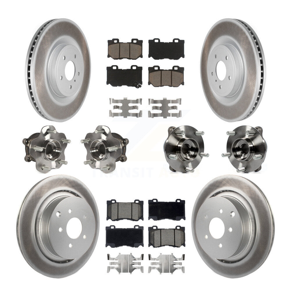 Front Rear Hub Bearings Coated Disc Brake Rotors And Pads Kit (10Pc) For INFINITI FX50 KBB-120606