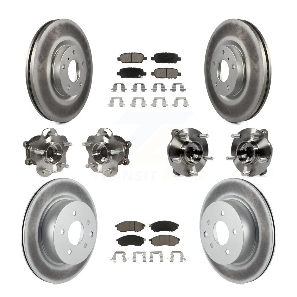 Front Rear Hub Bearing Coated Brake Rotor Pads Kit (10Pc) For INFINITI G37 EX35 QX50 EX37 KBB-120609