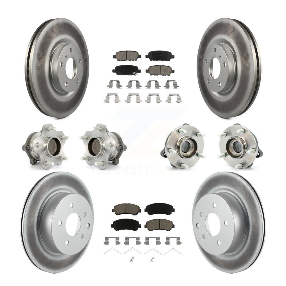 Front Rear Hub Bearings Assembly Coated Disc Brake Rotors And Ceramic Pads Kit (10Pc) For Nissan Maxima KBB-120615