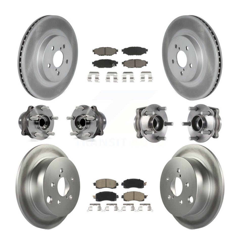 Front Rear Hub Bearings Assembly Coated Disc Brake Rotors And Ceramic Pads Kit (10Pc) For Subaru Crosstrek Impreza KBB-120624