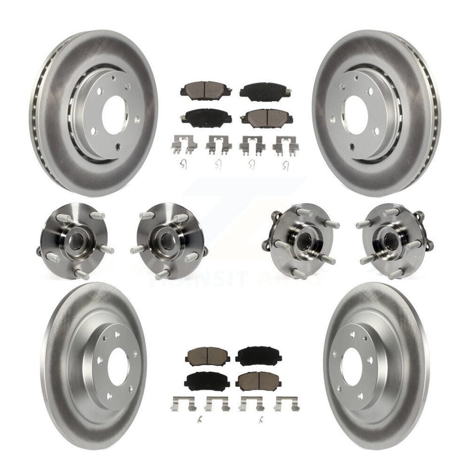 Front Rear Hub Bearings Assembly Coated Disc Brake Rotors And Ceramic Pads Kit (10Pc) For Mazda CX-5 KBB-120629
