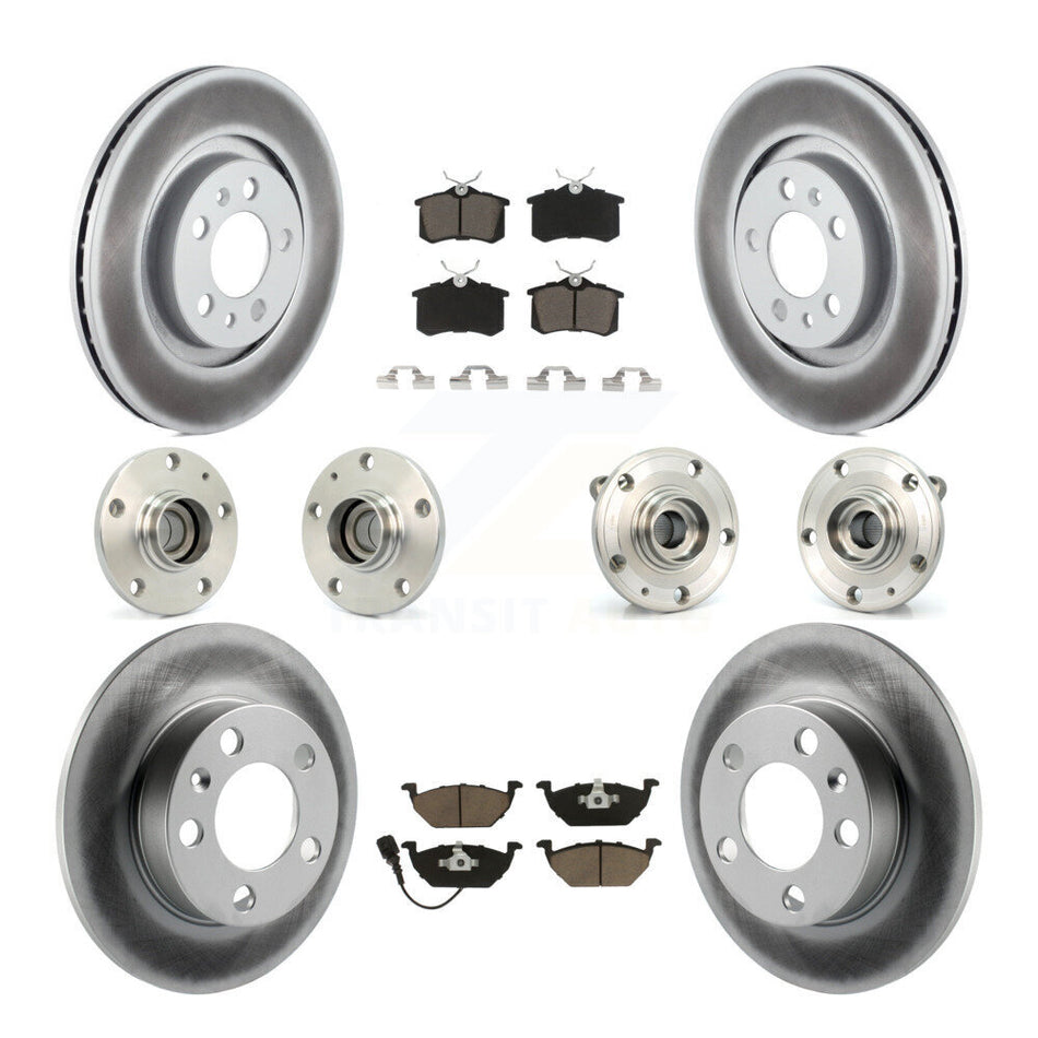 Front Rear Hub Bearings Coated Disc Brake Rotors And Ceramic Pads Kit (10Pc) For 2006 Volkswagen Jetta 7th 8th Digit Of VIN Is "9M" Or "1J" With 280mm Diameter Rotor KBB-120630