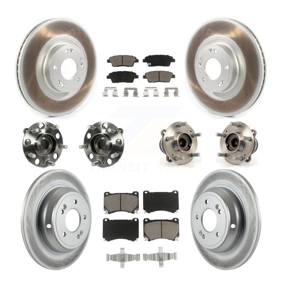 Front Rear Hub Bearings Assembly Coated Disc Brake Rotors And Ceramic Pads Kit (10Pc) For Hyundai Genesis KBB-120647