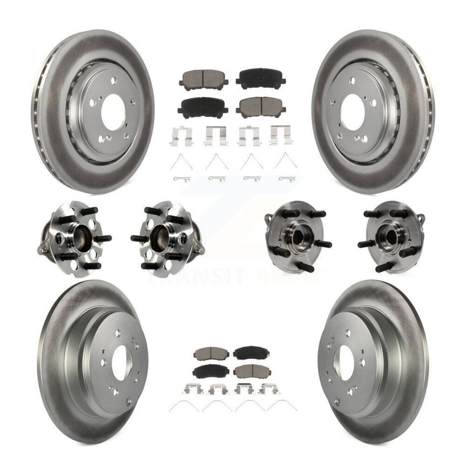 Front Rear Hub Bearings Assembly Coated Disc Brake Rotors And Ceramic Pads Kit (10Pc) For 2015-2017 Honda Odyssey KBB-120653