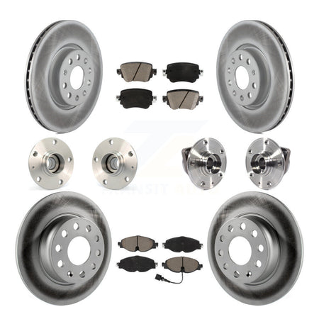Front Rear Hub Bearings Coated Disc Brake Rotors And Pads Kit (10Pc) For Volkswagen GTI KBB-120659