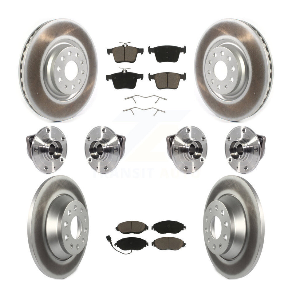 Front Rear Hub Bearings Assembly Coated Disc Brake Rotors And Ceramic Pads Kit (10Pc) For 2018-2020 Volkswagen Tiguan KBB-120660