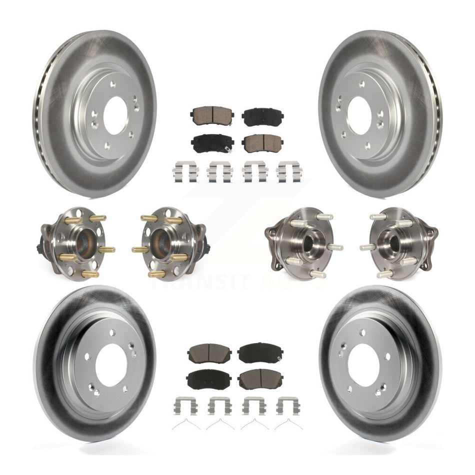Front Rear Hub Bearing Coated Disc Brake Rotor And Ceramic Pads Kit (10Pc) For Kia Optima KBB-120662